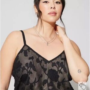 Torrid All Black Floral Lace Tank Top